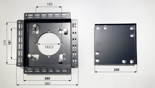Решетка теневая под плитку РТМ 260х260мм для вентилятора d160мм черная металлическая